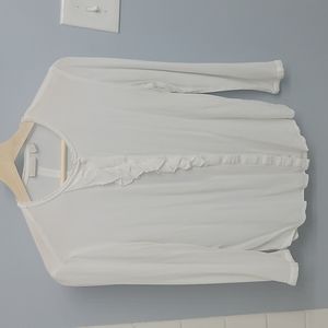 Hinge Button Down Blouse with Ruffle and Open Back Cream sz small